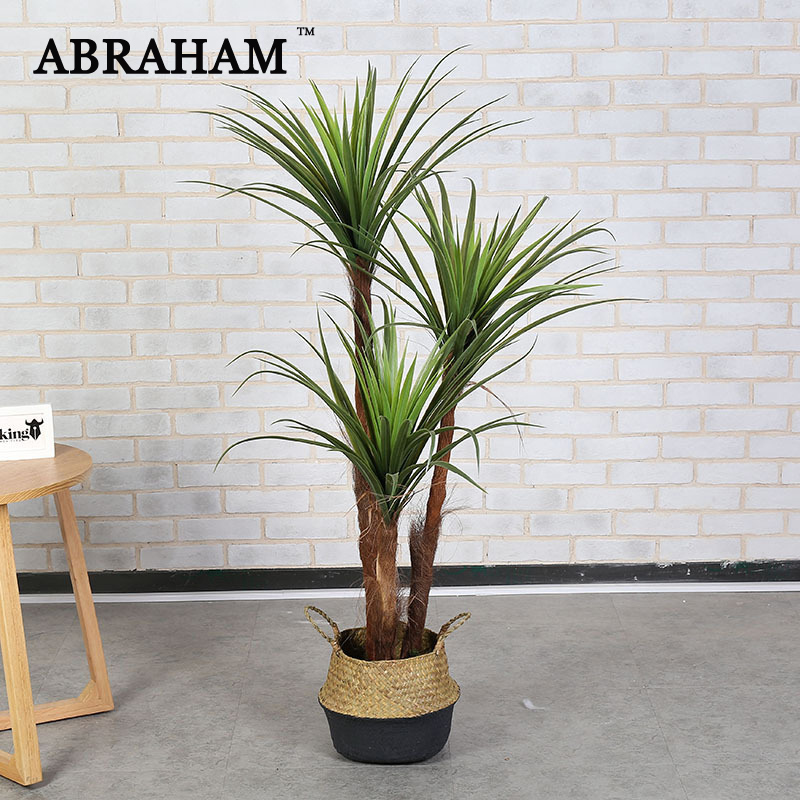 

150cm Plastic Dracaena Large Tree Tropical Artificial Tree Fake Chlorophytum Plants Green Palm Leafs For Home Indoor Party Decor, 150cm withnot pot