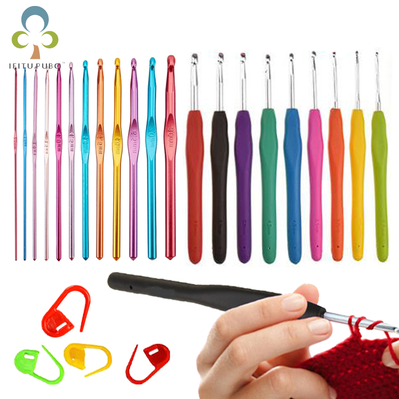 

12Pcs/9Pcs Knitting Needles Soft Grip Handle Yarn Crochet Needle Weaving crochet hook Needles DIY Craft Tools GYH