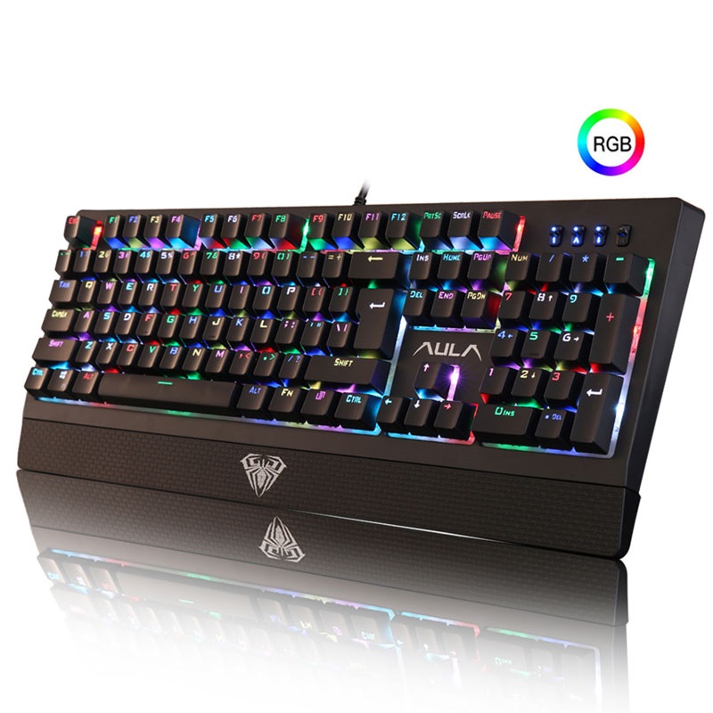 

Fashion Excited Gaming Mechanical Keyboard Blue Switch RGB Mix Backlit USB Wired 104 Keys Multimedia Keyboards for Desktop Gamer