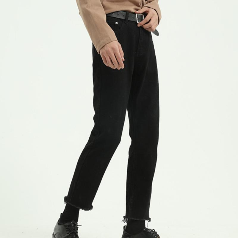 

100% Cotton Solid Color Black Jeans Men Hip Hop Skinny Streetwear Homme Ripped Trousers Male Mens Clothing Korean Style 2020 New