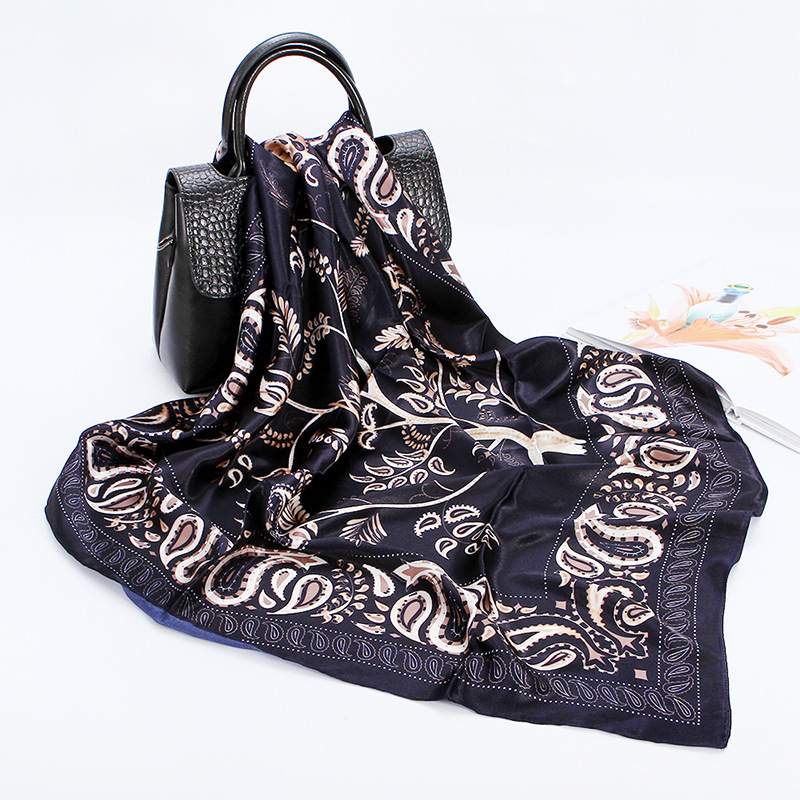 

Silk Scarf Colorblock Cashew Pattern Printed Scarf Women Fashion Elegant Retro Style Necker Chief Foulard Bandana Female Spring