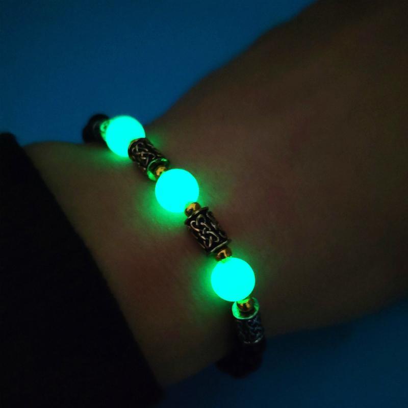

Couple Vintage Popular Luminous Beades Bracelet Charm Natural Stone Glow In The Dark Bracelet Jewelry for Women Gift