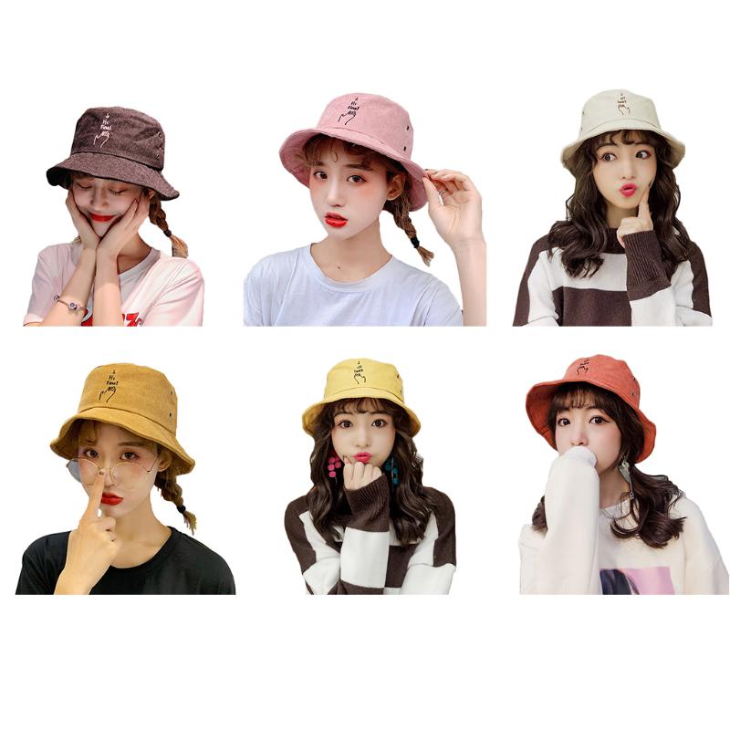 

Fashion Harajuku Style Hat Fisherman Cap Japan Korea Sunshade Solid Color Letters Basin Summer Accessories