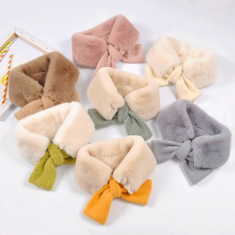 

2020 children's scarf autumn and winter women's thickened warm and soft lace up fur collar baby's bib A41