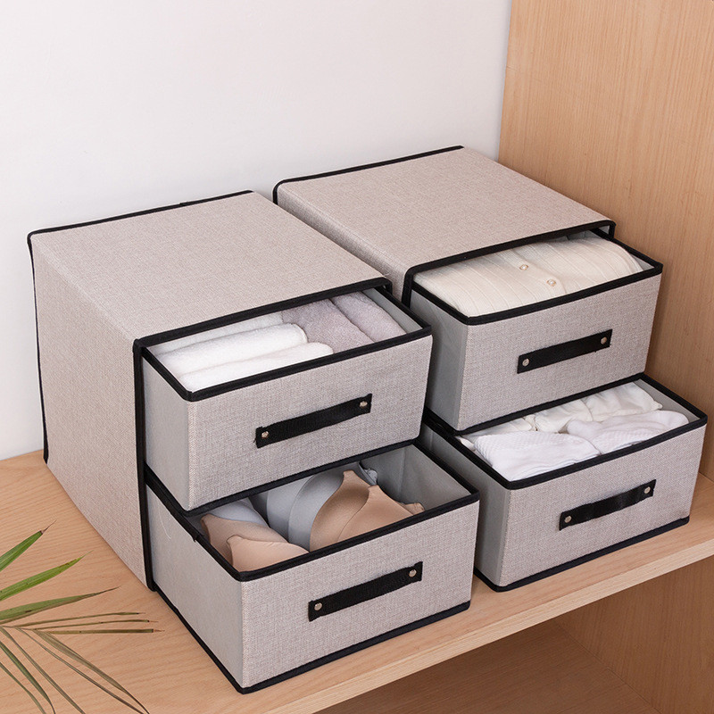 

Storage Boxes Drawer Cotton Linen Hanging Organizer Dustproof Storage Baskets Underwear Containers Bins Sock Clothes Organizers, Shen hui