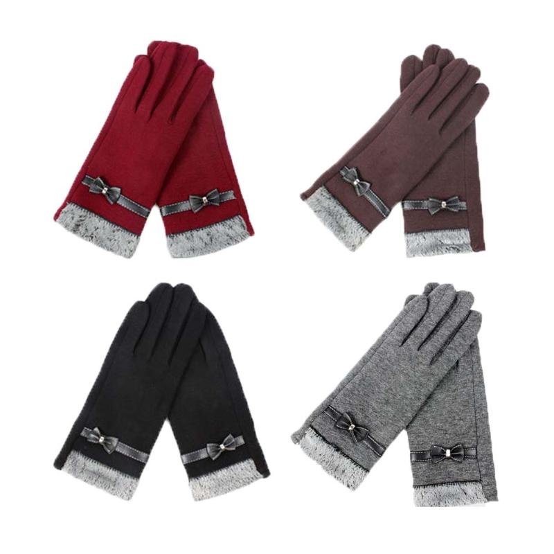 

Autumn Winter Sexy Women PU Leather Thickened Touch Screen Warm Full Fingers Windproof Driving Waterproof Gloves Mittens