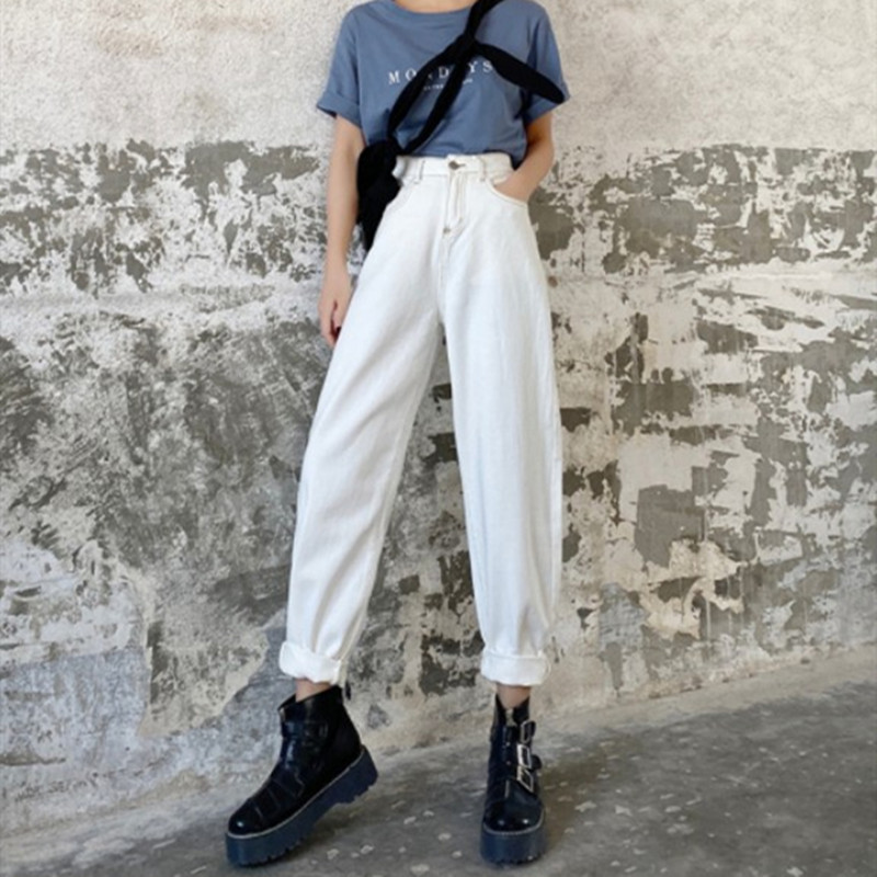 

Woman Jeans High Waist Clothes Wide Leg Denim Clothing White Streetwear Vintage Quality 2020 Fashion Harajuku Straight Pants, Beige