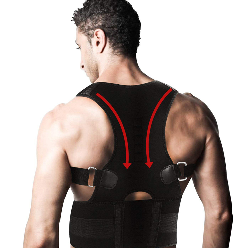 

Back Support Adjustable Posture Corrector Magnetic Therapy Brace Shoulder Belt, White