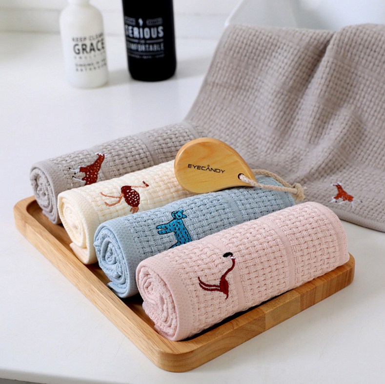

4Pcs/lot 100% Cotton Solid Soft Bath Face Cloth Kids Towel Hand Towels Bathroom 34x74cm serviette de plage, Pink