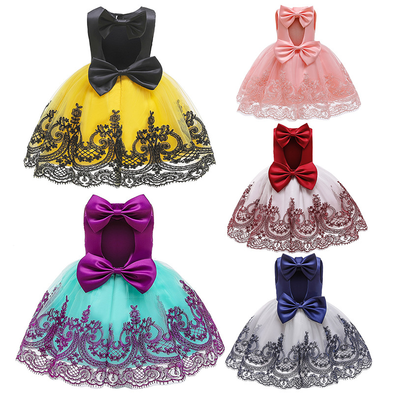 

Christmas Girls Dress 2019 Children Easter Carniva Tutu Wedding Kids Dresses For Girls Vestidos Party Princess Bow Baby Dress, As the picture1