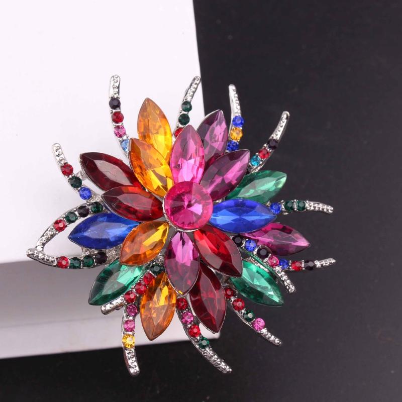 

TODOX Brooch New Crystal Pins Women Purple Flower blue Brooches zinc Alloy Jewelry Fashion Wedding Party Brooch Fashion Jewelry
