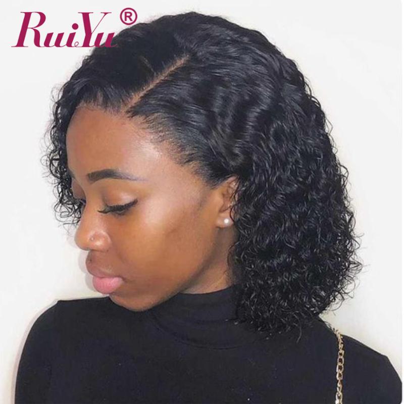 

Ruiyu Hair Wig Bob Short Curly Human Hair Wigs 4x4 Curly Bob Lace Front Wig 8"-16" Short Brazilian Wigs, As pic