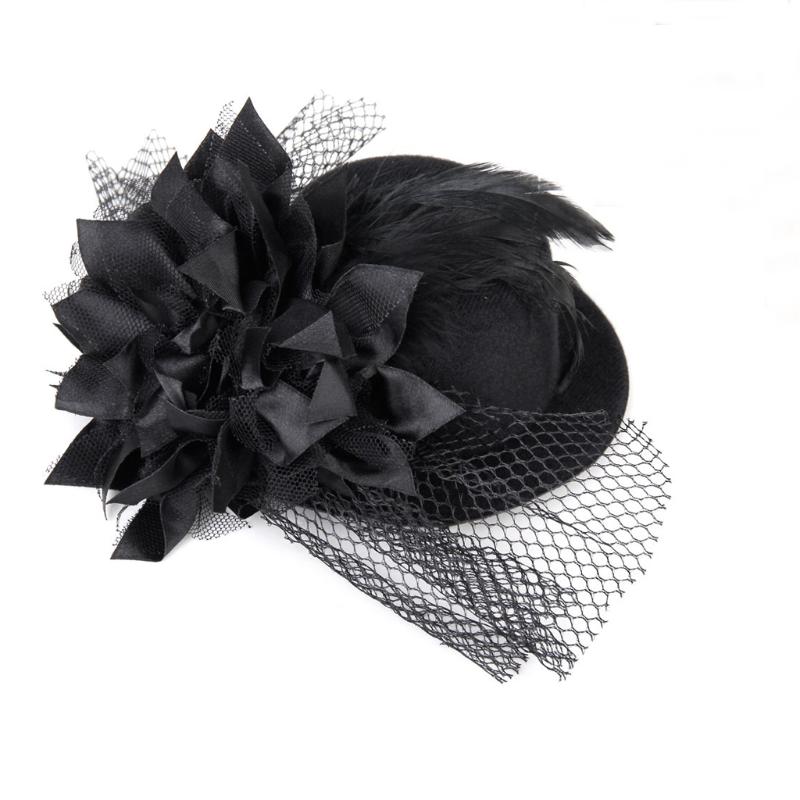 

Women Adorned with Flowers Barrette Spring Burlesque Punk Mini Top Hat black