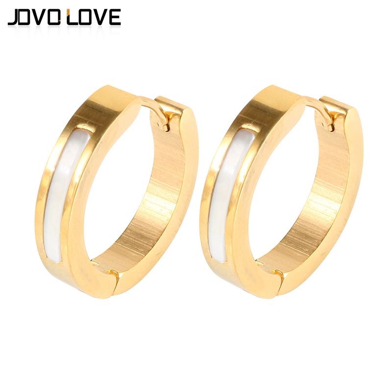 

MSX Small Gold Hoop Earrings 4mm Elegant Simple Natural White Shell Earrings Wholesale Golden Stainless Steel For Women
