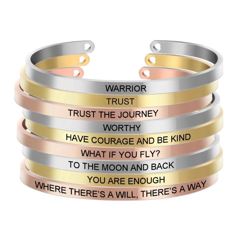 

Trust Bracelet Quotes Mantra Bracelet Wide 4mm for Her and Him Inspirational Jewelry Gift Graduation SL-050*10