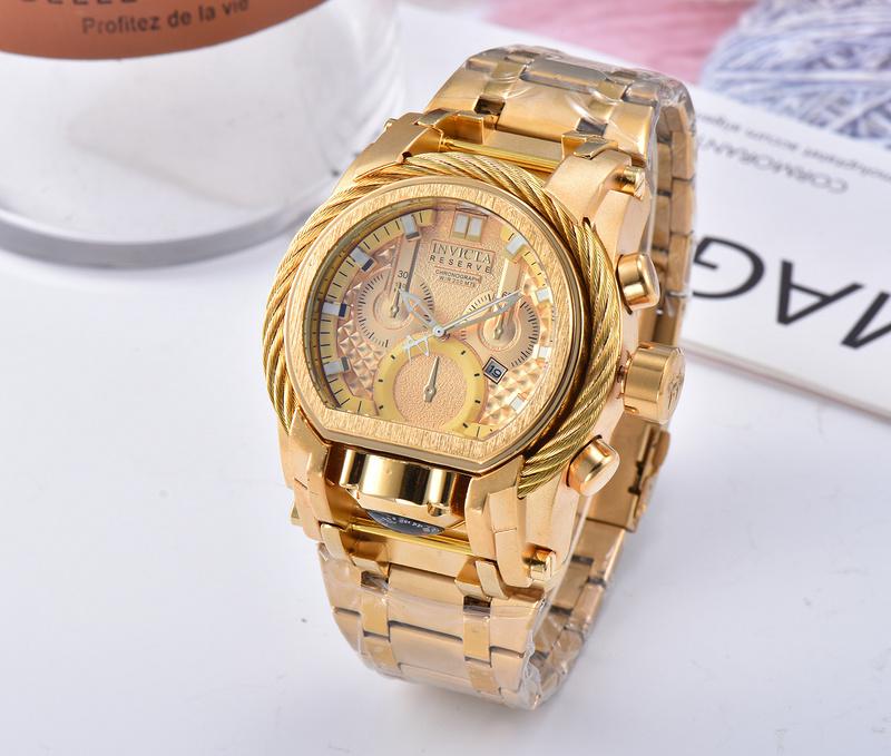 

Invincible Watch Reserve Bolt Zeus stainless steel Magnum Plated Dual Dial 52mm Mens Quartz Watches Reloj de hombre