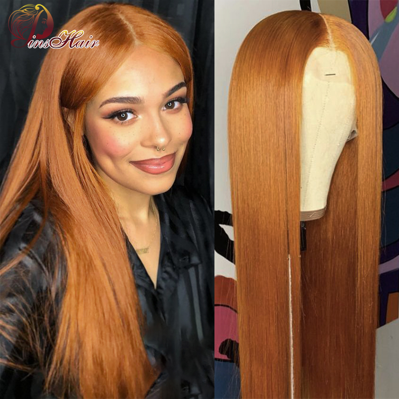 

Pinshair Brazilian Straight Human Hair Wig Pre-Plucked #30 Blonde 180 Density Lace Front Human Hair Wigs 13X1 Lace Part Wig Remy, As pic
