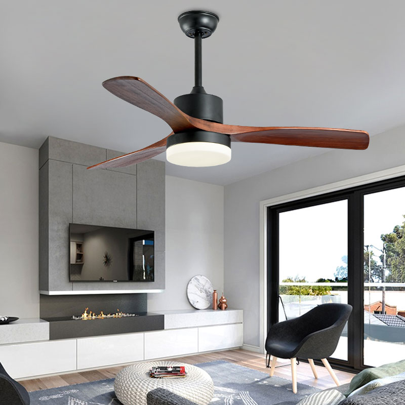 

American Retro Ceiling Fan Lamp Nordic Wood Ceiling Fan Lamp Bedroom Dining room with Light Wood Leaf