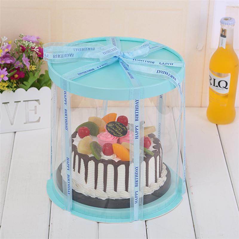 Cake Box Plastic Round Transparent Packaging Boxes for Dessert Holder Shop Home