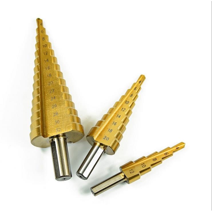 

High-Speed Steel Titanium Step Drill Spiral Three Hexagonal Shank Steel Plate Tapper Multi-functional Metal Pagoda Drill Bit