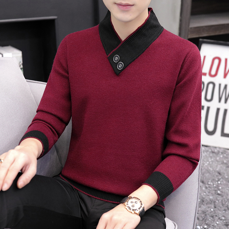 

New Sweaters Men Winter Arrival Thick Cotton Knitwear Casual Pullover Men V-Neck Pull Homme 2020 Mens Christmas Sweater Jumper, Black