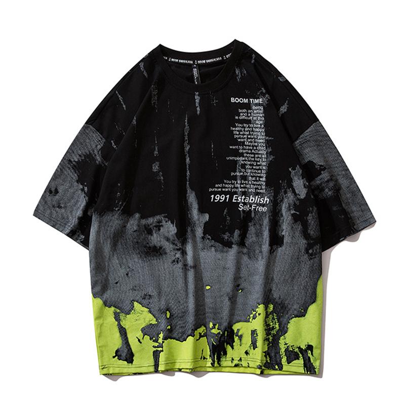 

Mens Tie Dye T Shirt Oversized Tshirts 2020 Summer Unisex Short Sleeve Loose Style Black White Couple Tops tees, Black tees