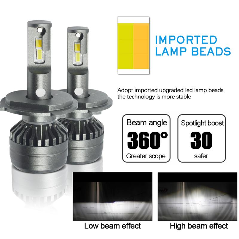 

1set*Car LED Headlight Bulbs 72W 8000LM H4 LED Headlight H7 H4 5202 H13 V70 three color