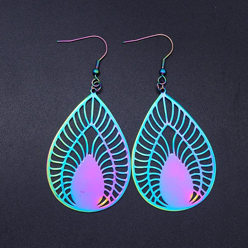 

Super Unique Rainbow Color Stainless Steel Fashion Geometric Waterdrop Tear Drop Earring for Women Dropshipping