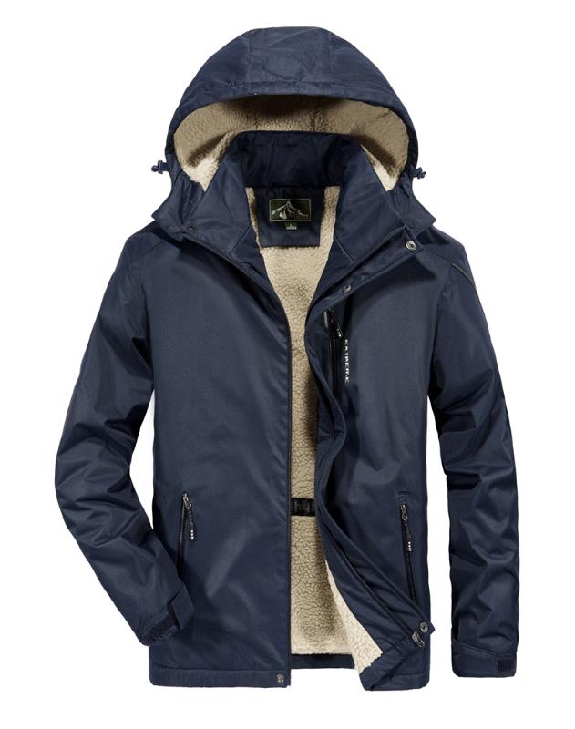

Windproof Hoodie Coat Warm Keep Cotton Waterproof Outdoor Jacket Men, Black