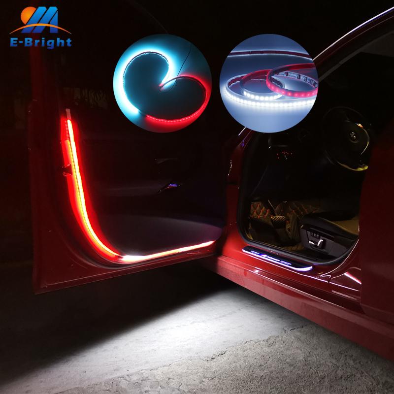 

2X Car Door Warning Strobe Light DC12V 120cm LED Lamp Strip Flexible Decorative Streamer Light Dual Color White&Red Ice blue&Red, As pic