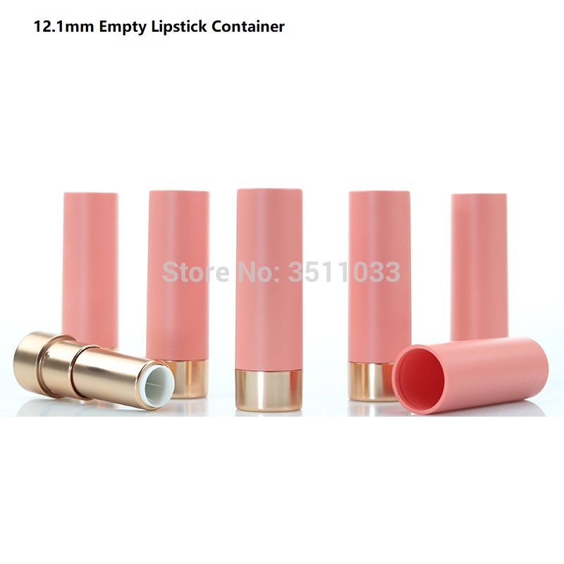 

New 12.1MM High Quanlity Cosmetic Matte Orange Pink Round Lipstick Tube Empty Plastic Lip Tube Container Gold Lip Beauty