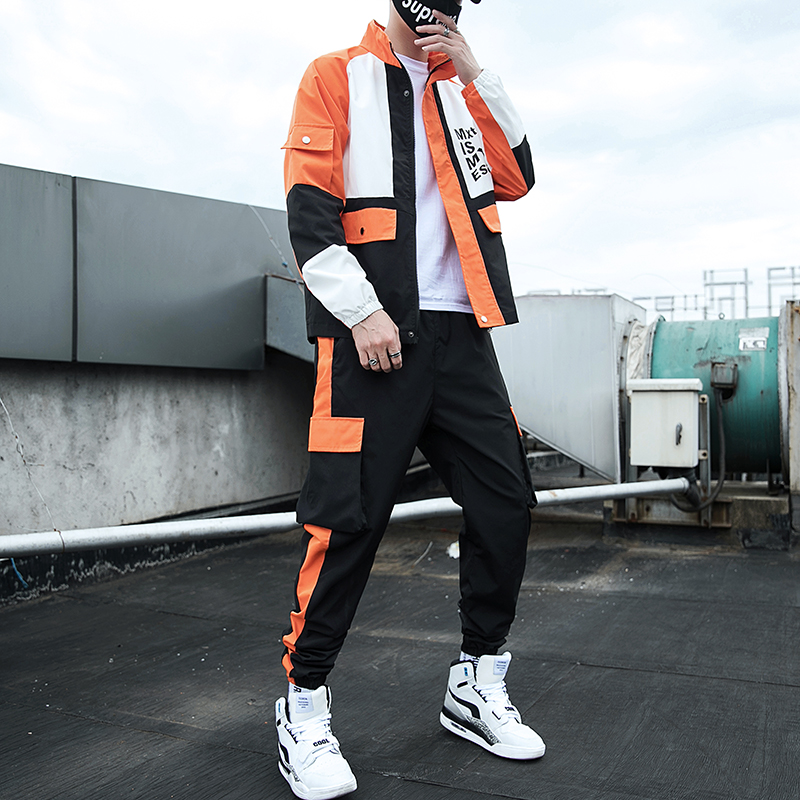 

Men' Set 2020 Fashion Sportswear Men Sweatsuit Hip Hop Fitness Clothing Two Pieces Sweatshirt + Sweatpant Male Tracksuit, Green