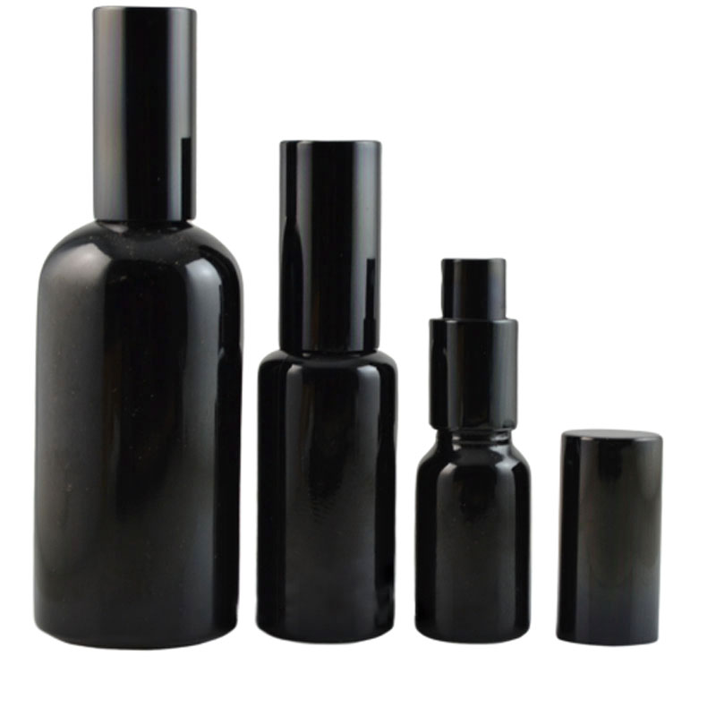 

10 15 20 30 50 100ml Black Glass Cosmetic Container Empty Lotion Pump Bottle Spray Perfume Atomizer Travel Bottle 10pcs