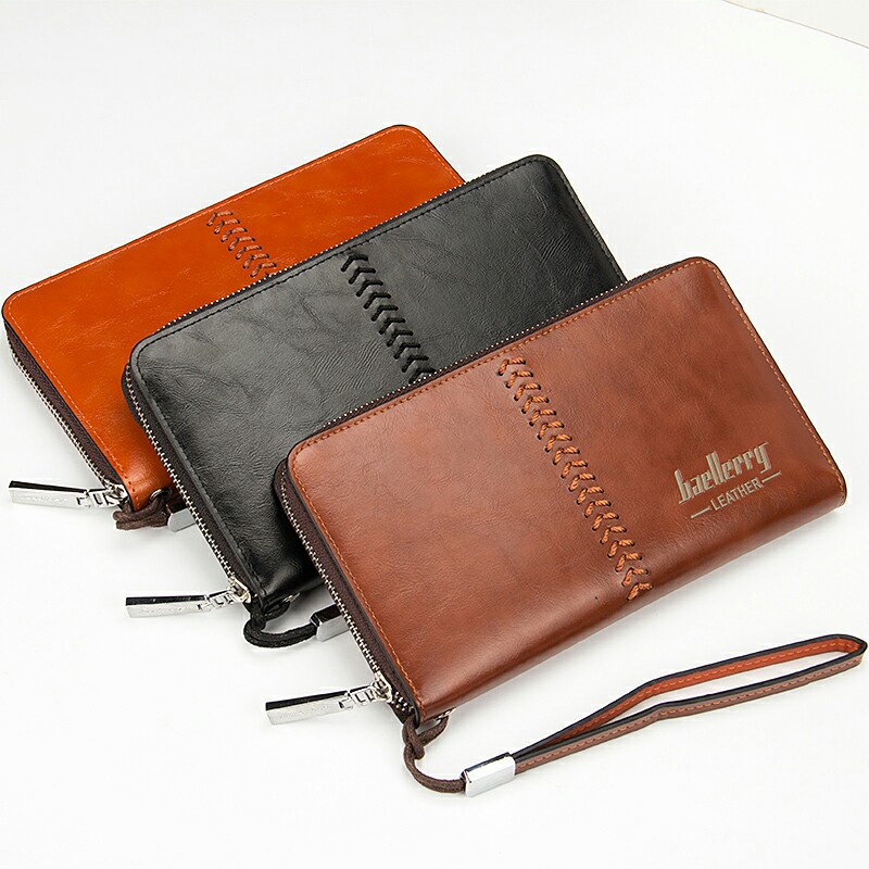 

Hot Long Wallet Men Zipper Coin Pocket Purse Men Wallets Business Card Holder Vintage Large Wallet Male Clutch Multifunction, Black