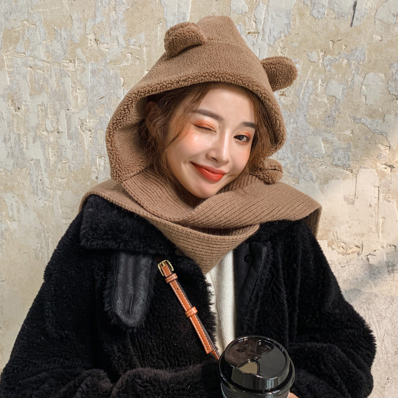 

Hat Girl Winter Lamb Fluffy Thread Korean Version Ride Windproof Autumn Winter Warm Ear Thick Outdoor Student Cotton Hat, Pink