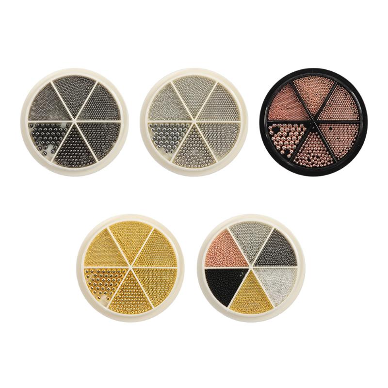 

1 Box Metal Small Steel Ball Mix Size 6 Grids Mixed Turntable DIY Mini Nails Art Beads Studs Manicure Ornament Supplies