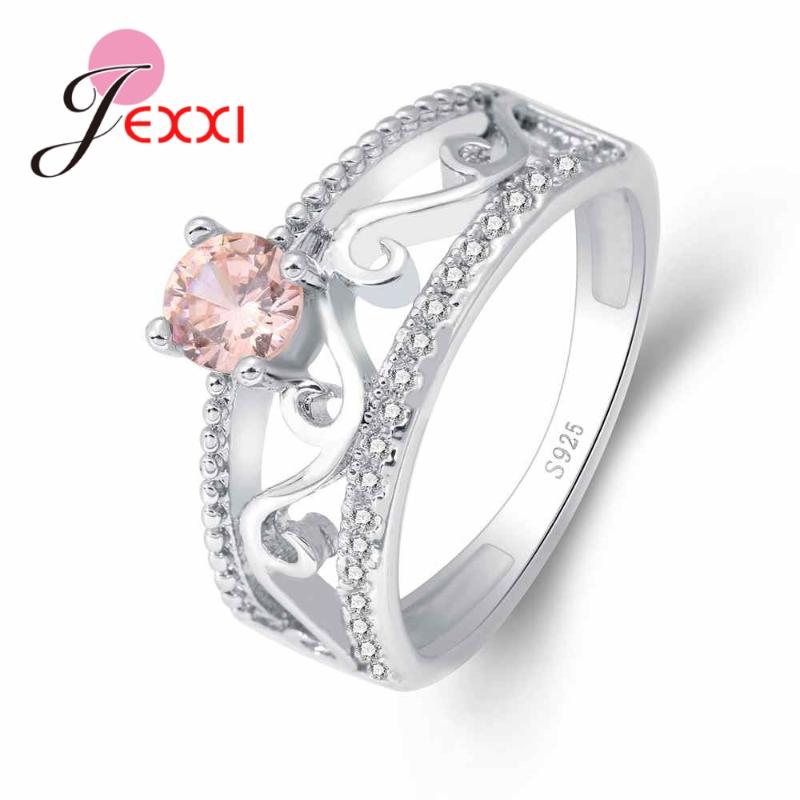 

Paved Micro Prong Setting Round Pink White Clear CZ Rings Wedding Engagement Party Jewelry 925 Sterling Silver