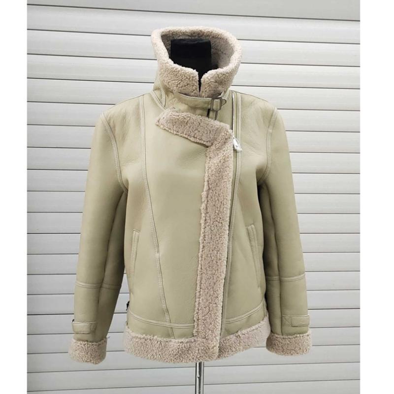 

fur jacket women down jacket 2020 real sheepskin with fur one piece coat winter warm jackets outwear C20, Beige