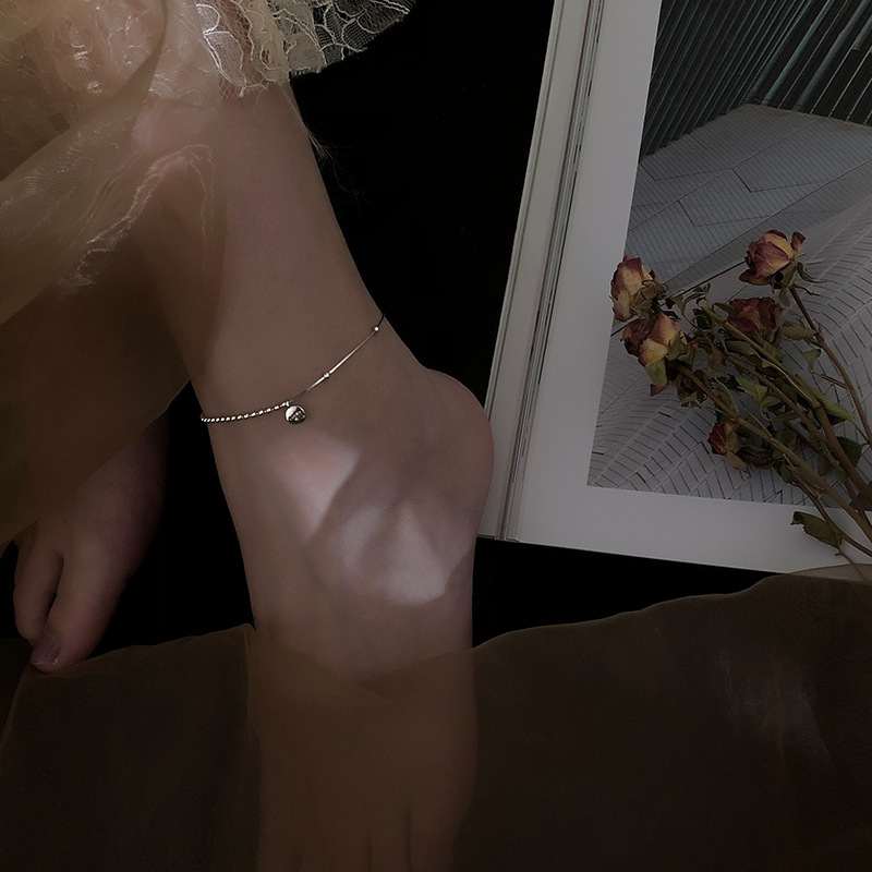 

925 Sterling LUCKY Anklets Female Korean-style Non-mainstream Design Simple Sexy Cool Students Best Friend Hipster Versatile