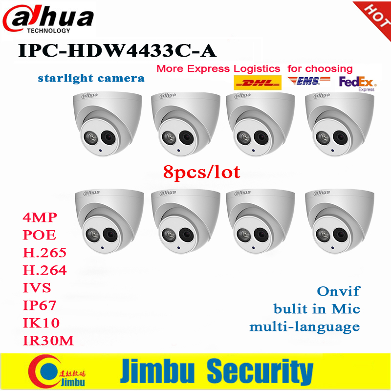 

Dahua IP Camera PoE 4MP IPC-HDW4433C-A 8pcs/lot Starlight Built in Mic IR30m IP67 Network CCTV Camera Replace IPC-HDW4431C-A