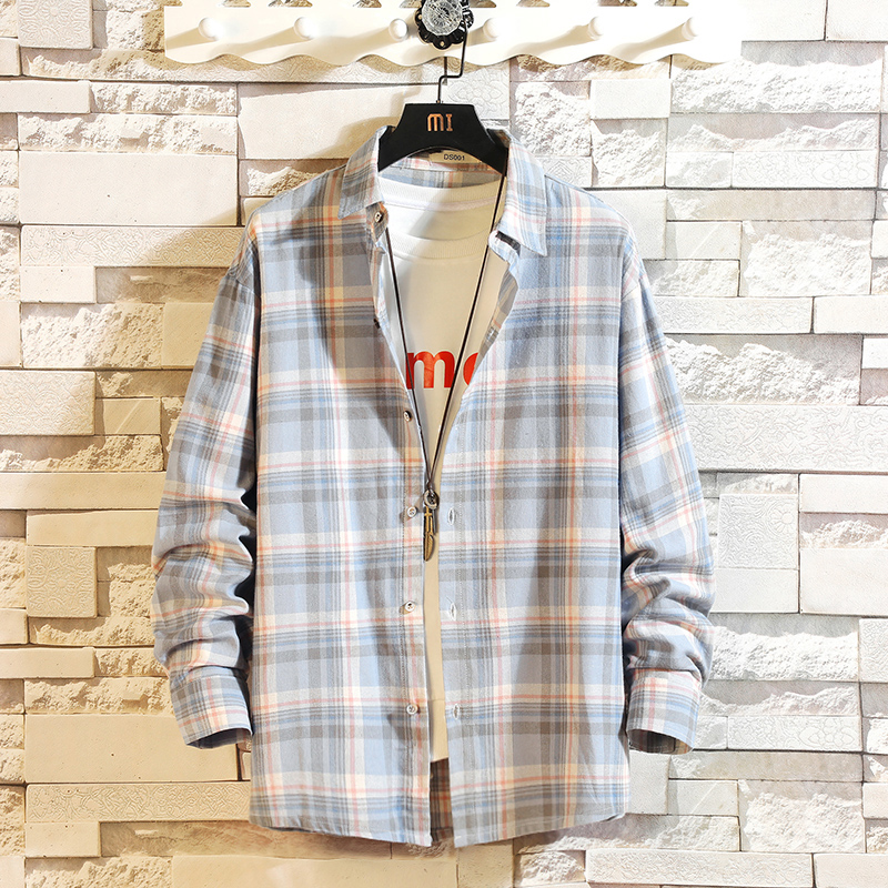 

HIP HOP Streetwear Casual Plaid Rock Shirt Men Long Sleeve 2020 Loose Spring Autumn Clothes, C558