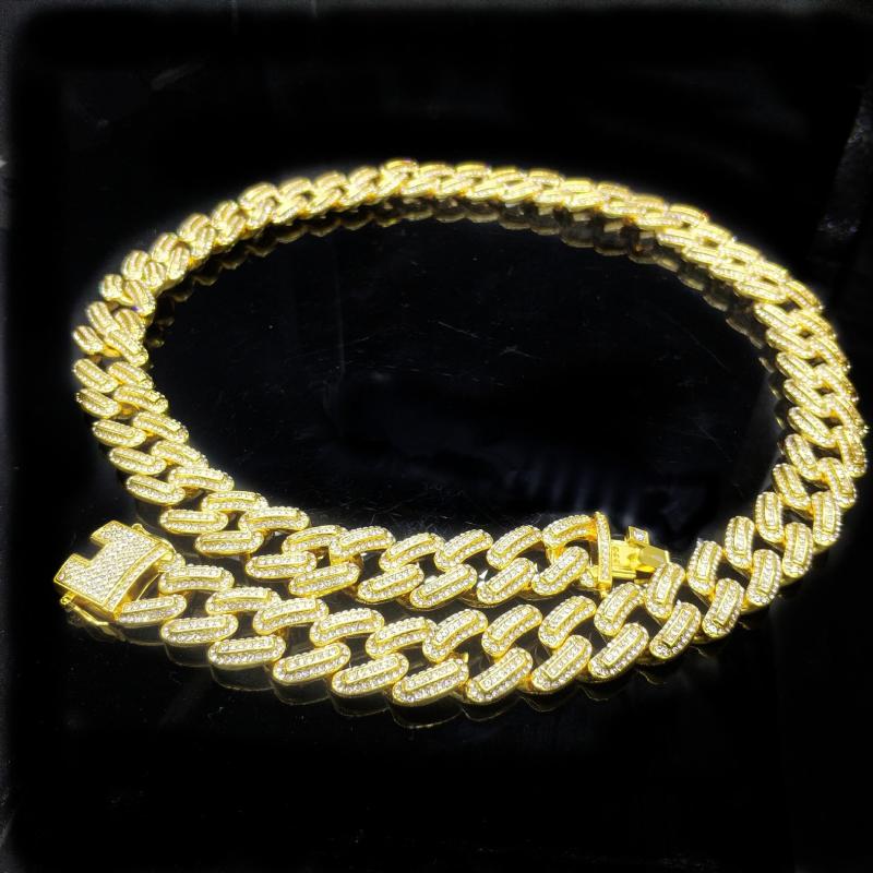 

Customied Size 20/24/28/inch iced out Cuban link Necklace trendy unisex Hip Hop Big Gold Chain Jewelry