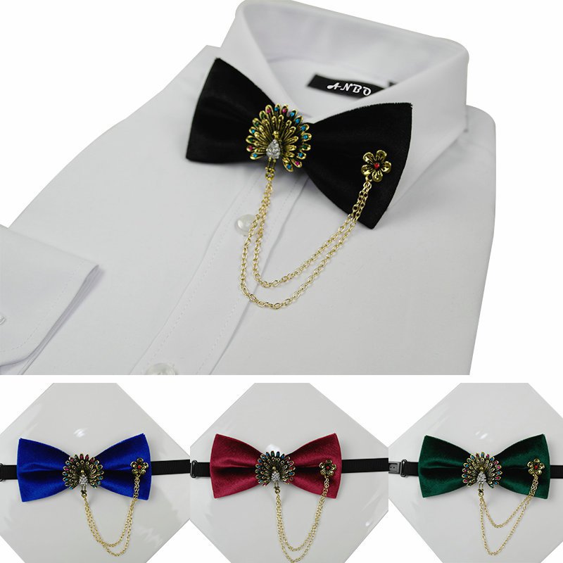 

Rhinestone Inlay Bow Tie Men Women New Luxury Peacock Flower Elegant Colorful 11.5*5.5CM Chains High Quality Accessories Bow Tie