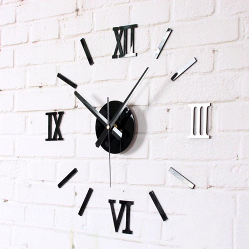 

Home Decoration Meters Large Roman Numerals Affixed Mirror Fashion Personality Diy Creative Living Room Wall Clock Watch