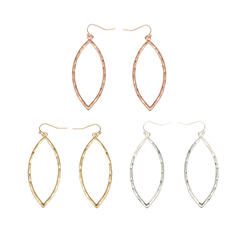 

Marquise Metallic Hammered Dangle Drop Earrings Collection for Women Trendy Jewelry