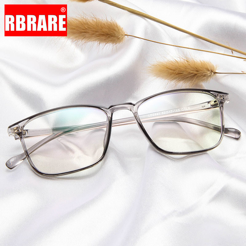 

RBRARE Square Reading Glasses Frame for Men Large Anti-blue Light Flat Mirror Glasses Women Ultra Light Okulary Gafas Para Leer