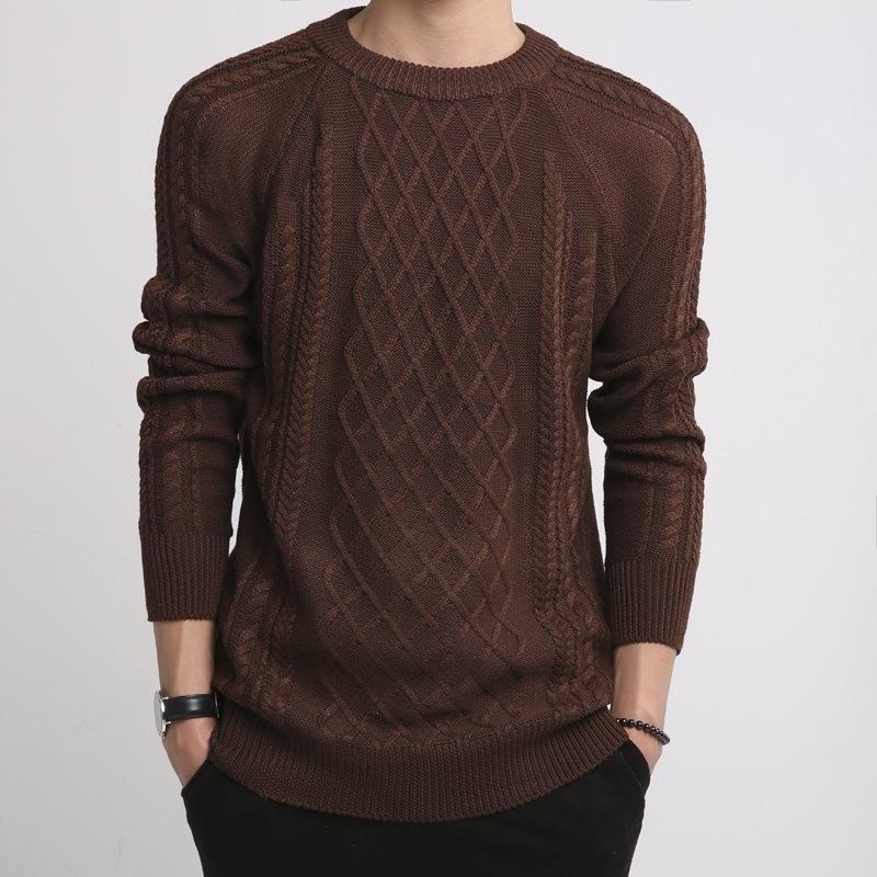 

Winter Sweaters Pullovers Round Neck Sweater Men Casual Slim Christmas Long Sleeve British Sweater Mens Knitted Sweaters, Black