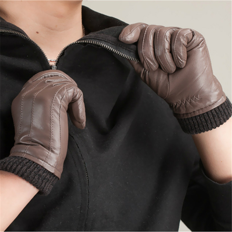 

New style warm sheepskin gloves for men, stylish and personalized, winter outdoor driving leather gloves