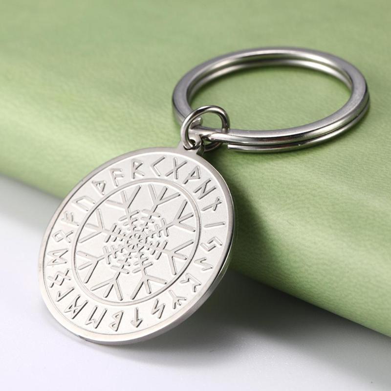 

Teamer Viking Compass Charm Key Chain Norse Runes Talisman Amulet Stainless Steel Key Ring Holder Women Men Pendant for Bag
