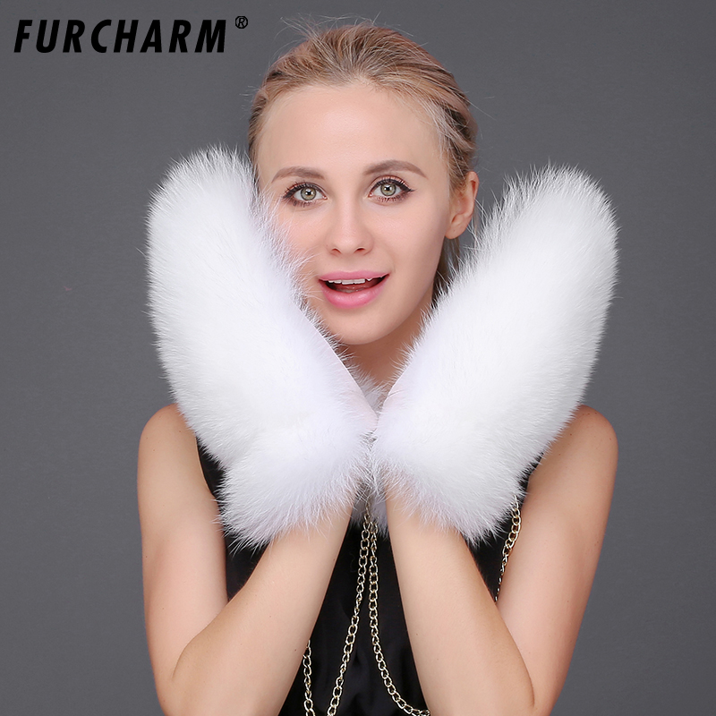 

Women's Fur Gloves&Mittens Female Gloves Lined New Genuine Leather Glove Russian Removable Chain Fur White Glove Winter